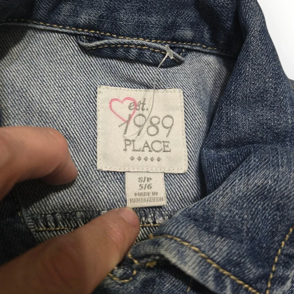 Girls Denim Jacket Blue Medium Wash Est 1989 Size 5/6
